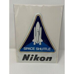 Huge NASA Space Shuttle Nikon Camera 1980s Columbia Sticker Decal 9.25" x 7"